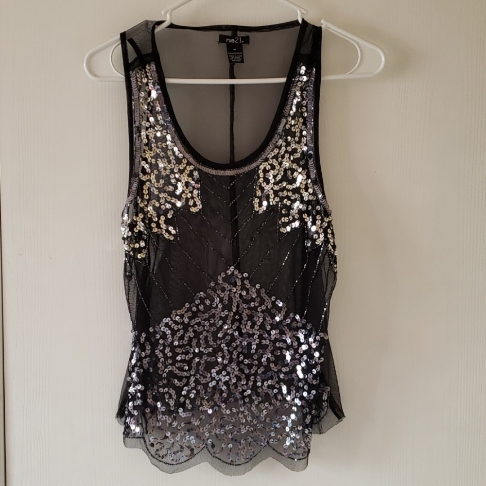 Sheer sequined tank